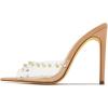 image:imageFSJ Women Studded High Heel Mules Pointed Open Toe Slip On Stiletto Rivets Slides Sandals Stylish Casual Dress Shoes Size 416 USClear