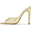image:imageFSJ Women Studded High Heel Mules Pointed Open Toe Slip On Stiletto Rivets Slides Sandals Stylish Casual Dress Shoes Size 416 USGold