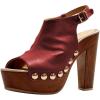 image:imageFSJ Women Studded Platform Heels Slingback Sandals Wooden Block Heel Ankle Strap Peep Toe Clogs Mules Comfortable Walking Shoes Size 416 USRed