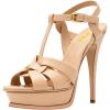 image:imageFSJ Women TStrap Platform Sandals Peep Toe Ankle Strap Stiletto Heels Strappy Wedding Dating Dress Shoes Size 416 USWheat