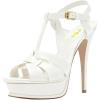 image:imageFSJ Women TStrap Platform Sandals Peep Toe Ankle Strap Stiletto Heels Strappy Wedding Dating Dress Shoes Size 416 USWhite