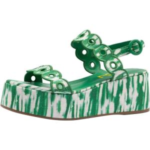 image:imageFSJ Women Boho Wedge Sandals Low Platform Open Toe CutOut Strappy Stylish Summer Casual Party Shoes Size 416 USGreen Pattern