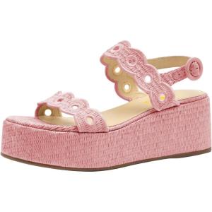 image:imageFSJ Women Boho Wedge Sandals Low Platform Open Toe CutOut Strappy Stylish Summer Casual Party Shoes Size 416 USPink