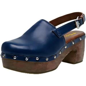 image:imageFSJ Women Closed Round Toe Studded Mules Chunky Wooden Platform Heel Clogs Adjustable Buckle Strap Slingback Casual Shoes Size 416 USBlue