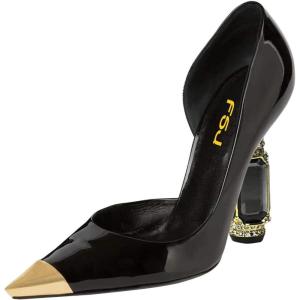 image:imageFSJ Women DOrsay Graceful Pumps Gilded Pointed Toe Crystal Chunky Block High Heels Slip On Wedding Prom Dress Shoes Size 416 USBlack