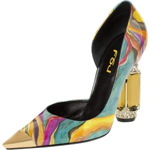 image:imageFSJ Women DOrsay Graceful Pumps Gilded Pointed Toe Crystal Chunky Block High Heels Slip On Wedding Prom Dress Shoes Size 416 USQuicksand