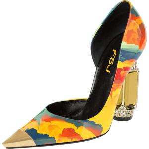 image:imageFSJ Women DOrsay Graceful Pumps Gilded Pointed Toe Crystal Chunky Block High Heels Slip On Wedding Prom Dress Shoes Size 416 USSunset Glow