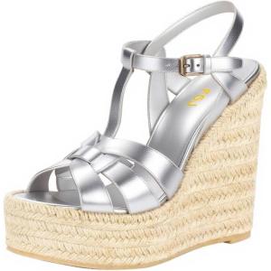 image:imageFSJ Women Elegant Open Toe Espadrille Platform Ankle Strap Wedge Sandals Woven Cutout Casual Strappy Shoes Size 416 USSilver