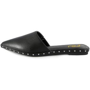 image:imageFSJ Women Mules Sandals Comfort Rivets Low Heels Closed Point Toe Slip On Fancy Casual Office Shoes Size 415 M USBlack