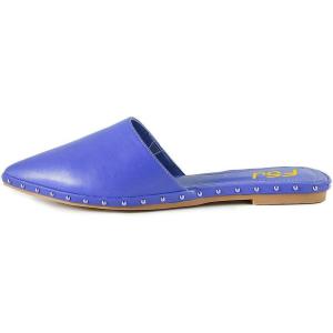 image:imageFSJ Women Mules Sandals Comfort Rivets Low Heels Closed Point Toe Slip On Fancy Casual Office Shoes Size 415 M USBlue