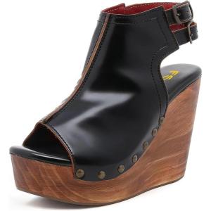 image:imageFSJ Women Retro Peep Toe Platform Sandals Metal Studs Chunky Wedge High Heel Slingback Ankle Strap Comfortable Walking Shoes Size 416 USBlack