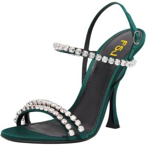 image:imageFSJ Women Sexy Stiletto High Heel Sandals Crystal Strap Open Toe Slingbacks Ankle Buckle Formal Party Dance Shoes Size 416 USGreen