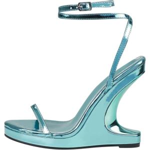 image:imageFSJ Women Wedge Heel Strappy Sandals with Platform Open Toe Adjustable Ankle Strap Comfortable Summer Office Shoes Size 416 USTurquoise