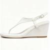 image:imageFSJ Women Low Wedge Heel Thong Sandals Ankle Strap Round Open Toe Flip Flops Comfortable Cushion Heeled Sandal Summer Beach Shoes Size 416 USWhite