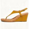 image:imageFSJ Women Low Wedge Heel Thong Sandals Ankle Strap Round Open Toe Flip Flops Comfortable Cushion Heeled Sandal Summer Beach Shoes Size 416 USYellow