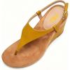 image:imageFSJ Women Low Wedge Heel Thong Sandals Ankle Strap Round Open Toe Flip Flops Comfortable Cushion Heeled Sandal Summer Beach Shoes Size 416 USYellow