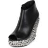 image:imageFSJ Women Stylish Peep Toe Wedge High Heel Ankle Boots with Studs Platform Side Zip Fashion Booties Party Concert Shoes Size 416 USBlack