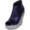 image:imageFSJ Women Stylish Peep Toe Wedge High Heel Ankle Boots with Studs Platform Side Zip Fashion Booties Party Concert Shoes Size 416 USBlue