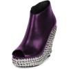 image:imageFSJ Women Stylish Peep Toe Wedge High Heel Ankle Boots with Studs Platform Side Zip Fashion Booties Party Concert Shoes Size 416 USPurple