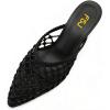 image:imageFSJ Women Woven Net Pointed Toe Kitten Heel Mules Breathable Openwork Backless Heeled Sandals Versatile Summer Shoes Size 416 USBlack