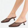 image:imageFSJ Women Woven Net Pointed Toe Kitten Heel Mules Breathable Openwork Backless Heeled Sandals Versatile Summer Shoes Size 416 USBrown