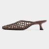 image:imageFSJ Women Woven Net Pointed Toe Kitten Heel Mules Breathable Openwork Backless Heeled Sandals Versatile Summer Shoes Size 416 USBrown