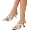 image:imageFSJ Women Woven Net Pointed Toe Kitten Heel Mules Breathable Openwork Backless Heeled Sandals Versatile Summer Shoes Size 416 USCream