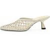 image:imageFSJ Women Woven Net Pointed Toe Kitten Heel Mules Breathable Openwork Backless Heeled Sandals Versatile Summer Shoes Size 416 USCream