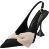image:imageFSJ Women Pointed Toe Stiletto High Heel Buckle Slingback Pumps with Bow Party Formal Events Dress Shoes Size 416 USBlack Beige
