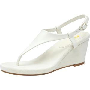 image:imageFSJ Women Low Wedge Heel Thong Sandals Ankle Strap Round Open Toe Flip Flops Comfortable Cushion Heeled Sandal Summer Beach Shoes Size 416 USWhite