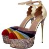 image:imageFSJ Women Multicolor Platform High Heel Stiletto Pumps Ankle Strap Rainbow Closed Round Toe DOrsay Sandals Dress Wedding Party Shoes Size 416 USGold