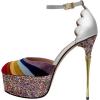 image:imageFSJ Women Multicolor Platform High Heel Stiletto Pumps Ankle Strap Rainbow Closed Round Toe DOrsay Sandals Dress Wedding Party Shoes Size 416 USSilver