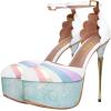 image:imageFSJ Women Multicolor Platform High Heel Stiletto Pumps Ankle Strap Rainbow Closed Round Toe DOrsay Sandals Dress Wedding Party Shoes Size 416 USWhite