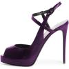 image:imageFSJ Women Peep Toe Low Platform Stilettos Slingback Pumps Ankle Strap Side Buckle High Heel Sandals Fashion Bride Party Shoes Size 416 USPurple
