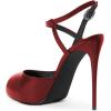 image:imageFSJ Women Peep Toe Low Platform Stilettos Slingback Pumps Ankle Strap Side Buckle High Heel Sandals Fashion Bride Party Shoes Size 416 USRed