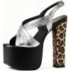 image:imageFSJ Women Peep Toe Platform Sandals Multicolor Printing Chunky High Heel Slingbacks Buckle Strap Party Dress Shoes Size 416 USBlacksilverleopard