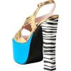 image:imageFSJ Women Peep Toe Platform Sandals Multicolor Printing Chunky High Heel Slingbacks Buckle Strap Party Dress Shoes Size 416 USBluegold