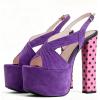 image:imageFSJ Women Peep Toe Platform Sandals Multicolor Printing Chunky High Heel Slingbacks Buckle Strap Party Dress Shoes Size 416 USPurple