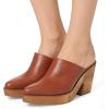image:imageFSJ Women Retro Pointed Toe Mules Wooden Wedge Chunky Block Heel Clogs Slip On Platform Sandals Summer Party Shoes Size 416 USBrown