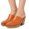 image:imageFSJ Women Retro Pointed Toe Mules Wooden Wedge Chunky Block Heel Clogs Slip On Platform Sandals Summer Party Shoes Size 416 USOrange