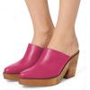 image:imageFSJ Women Retro Pointed Toe Mules Wooden Wedge Chunky Block Heel Clogs Slip On Platform Sandals Summer Party Shoes Size 416 USPink