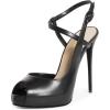 image:imageFSJ Women Peep Toe Low Platform Stilettos Slingback Pumps Ankle Strap Side Buckle High Heel Sandals Fashion Bride Party Shoes Size 416 USBlack
