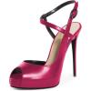 image:imageFSJ Women Peep Toe Low Platform Stilettos Slingback Pumps Ankle Strap Side Buckle High Heel Sandals Fashion Bride Party Shoes Size 416 USFuchsia