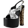 image:imageFSJ Women Peep Toe Platform Sandals Multicolor Printing Chunky High Heel Slingbacks Buckle Strap Party Dress Shoes Size 416 USBlacksilverleopard