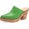 image:imageFSJ Women Retro Pointed Toe Mules Wooden Wedge Chunky Block Heel Clogs Slip On Platform Sandals Summer Party Shoes Size 416 USGreen