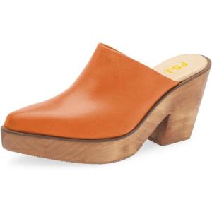 image:imageFSJ Women Retro Pointed Toe Mules Wooden Wedge Chunky Block Heel Clogs Slip On Platform Sandals Summer Party Shoes Size 416 USOrange