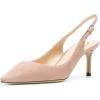 image:imageFSJ Women Classic Slingback Pumps Low Kitten Mid Heels Sandals Pointy Toe Comfortable Formal Party Prom Wedding Shoes Size 415 M USBeige Suede