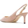 image:imageFSJ Women Classic Slingback Pumps Low Kitten Mid Heels Sandals Pointy Toe Comfortable Formal Party Prom Wedding Shoes Size 415 M USBeige Suede