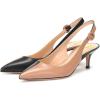 image:imageFSJ Women Classic Slingback Pumps Low Kitten Mid Heels Sandals Pointy Toe Comfortable Formal Party Prom Wedding Shoes Size 415 M USBlack Nude