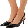image:imageFSJ Women Classic Slingback Pumps Low Kitten Mid Heels Sandals Pointy Toe Comfortable Formal Party Prom Wedding Shoes Size 415 M USBlack Patent